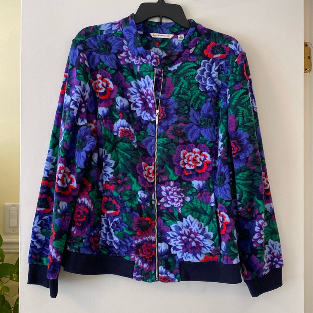 Isaac Mizrahi Live -Floral print zip front jacket